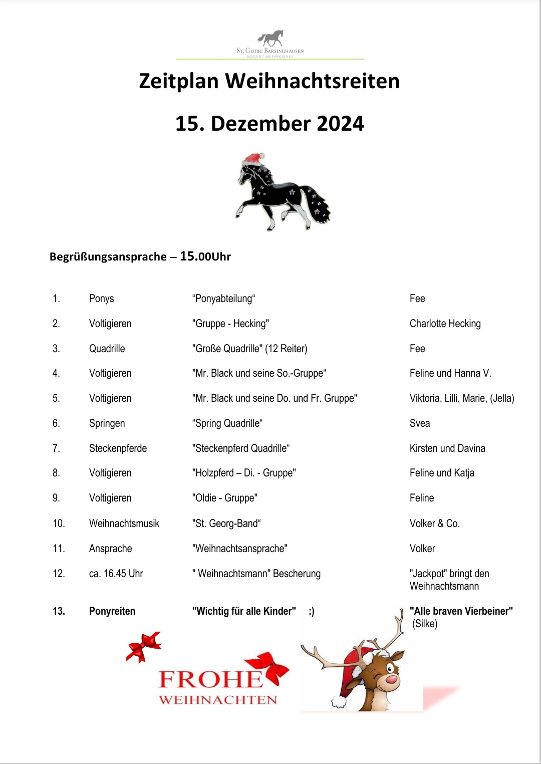2024 Zeitplan Weihnachtsreiten